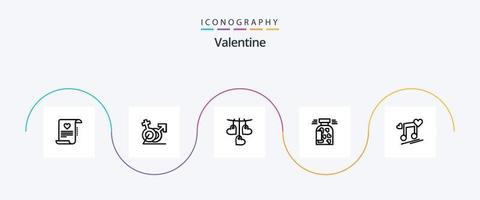 Valentijn lijn 5 icoon pak inclusief liefde. valentijnskaarten. liefde. valentijn. gander vector