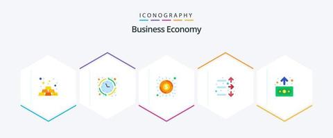 economie 25 vlak icoon pak inclusief economie. voorraad. bankieren. markt. naar beneden vector