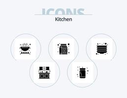 keuken glyph icoon pak 5 icoon ontwerp. platen. keuken. koken. pak. melk vector