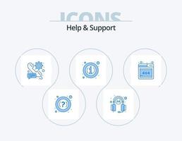 helpen en ondersteuning blauw icoon pak 5 icoon ontwerp. fout. informatie. versnelling. details. over vector