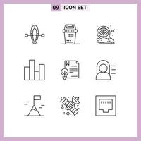 universeel icoon symbolen groep van 9 modern contouren van auteursrechten statistieken seo financiën bedrijf bewerkbare vector ontwerp elementen