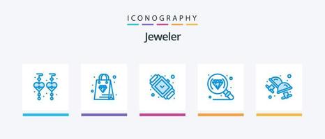 sieraden blauw 5 icoon pak inclusief sieraden. manchetknoop. mode. manchet. sieraden. creatief pictogrammen ontwerp vector