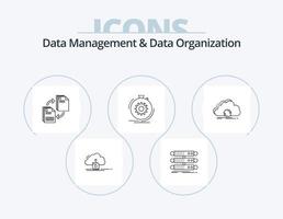 gegevens beheer en gegevens organisatie lijn icoon pak 5 icoon ontwerp. rek. server. databank. website. het dossier vector