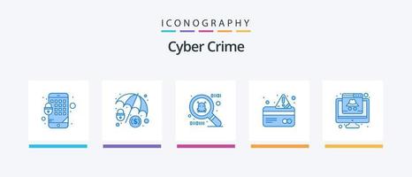 cyber misdrijf blauw 5 icoon pak inclusief hacker. cyber. misdrijf. betaling. creatief pictogrammen ontwerp vector