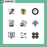 reeks van 9 modern ui pictogrammen symbolen tekens voor lucht helpen Koken document communicatie bewerkbare vector ontwerp elementen