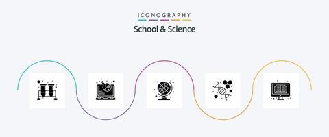 school- en wetenschap glyph 5 icoon pak inclusief online. molecuul. onderwijs. wetenschap. dna vector