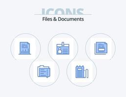 bestanden en documenten blauw icoon pak 5 icoon ontwerp. document. kenteken. betaling. grafiek. document vector