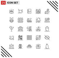 25 gebruiker koppel lijn pak van modern tekens en symbolen van contant geld uit gegevens notitieboekje poll bars bewerkbare vector ontwerp elementen
