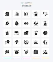 creatief investering 25 glyph solide zwart icoon pak zo net zo dollar. rug. financiën. magneet. bedrijf vector