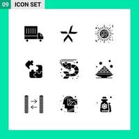 voorraad vector icoon pak van 9 lijn tekens en symbolen voor zee vis teken oplossing puzzel bewerkbare vector ontwerp elementen