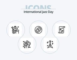 Internationale jazz- dag lijn icoon pak 5 icoon ontwerp. stokken. instrument. muziek. trommel. muziek- vector