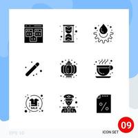9 thematisch vector solide glyphs en bewerkbare symbolen van Chinese grafisch energie ontwerpen creatief bewerkbare vector ontwerp elementen