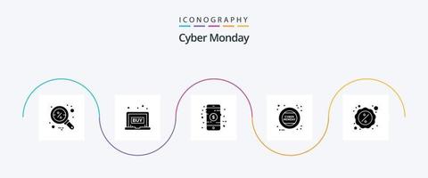 cyber maandag glyph 5 icoon pak inclusief uitverkoop. teken. mobiel. maandag. cyber vector