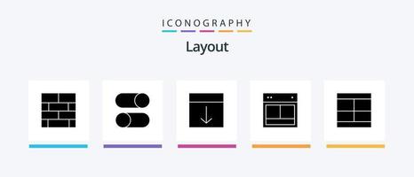 lay-out glyph 5 icoon pak inclusief web. indeling. instellingen. ontwerp. indeling. creatief pictogrammen ontwerp vector