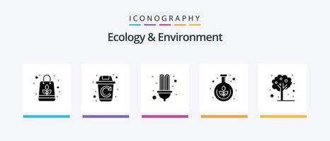 ecologie en milieu glyph 5 icoon pak inclusief zomer. natuur. energie. wetenschap. laboratorium. creatief pictogrammen ontwerp vector