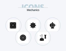 mechanica glyph icoon pak 5 icoon ontwerp. . motor. onderhoud. elektrisch. uitrusting vector