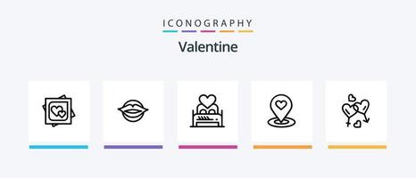 Valentijn lijn 5 icoon pak inclusief paar. liefde. huwelijk kaart. bed. korting. creatief pictogrammen ontwerp vector