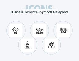 bedrijf elementen en symbolen metaforen lijn icoon pak 5 icoon ontwerp. overeenkomst. koning. beker. speler. schaak vector