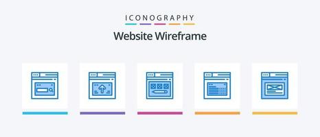 website wireframe blauw 5 icoon pak inclusief web. internetten. website. potlood. web. creatief pictogrammen ontwerp vector