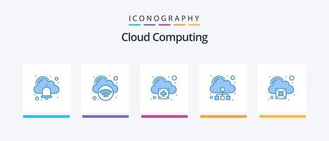 wolk berekenen blauw 5 icoon pak inclusief fout. toevoegen. server. wolk. creatief pictogrammen ontwerp vector