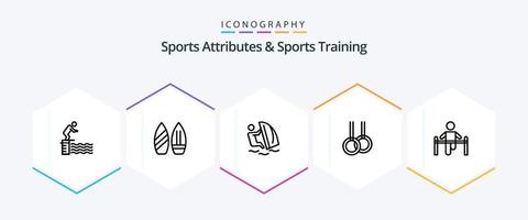 sport- attributen en sport- opleiding 25 lijn icoon pak inclusief oefening. gymnastiek. winter. atletisch. wind vector