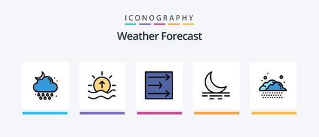 weer lijn gevulde 5 icoon pak inclusief het weer. voorspelling. regen. rang. zonnig. creatief pictogrammen ontwerp vector