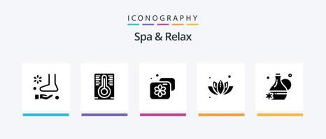 spa en kom tot rust glyph 5 icoon pak inclusief fabriek . groen . temperatuur meting. faciliteit. creatief pictogrammen ontwerp vector