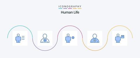 menselijk blauw 5 icoon pak inclusief geboekt. avatar. afspelen. menselijk. elektriciteit vector