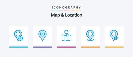 kaart en plaats blauw 5 icoon pak inclusief . kaart. wijzer. plaats. creatief pictogrammen ontwerp vector