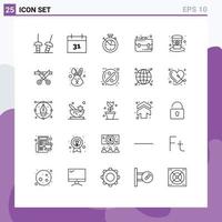 reeks van 25 modern ui pictogrammen symbolen tekens voor bedrijf Iers klok hoed school- bewerkbare vector ontwerp elementen