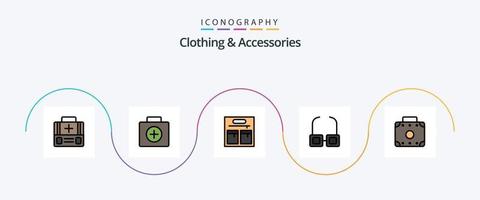 kleding en accessoires lijn gevulde vlak 5 icoon pak inclusief . visie. vector
