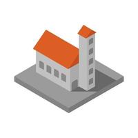 isometrische kerk op witte achtergrond vector