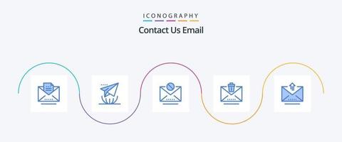 e-mail blauw 5 icoon pak inclusief brief. afval. e-mail. wissen. verwijderen vector