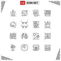 16 universeel schets tekens symbolen van wolk ontwerp postzegel bouw bouwkundig bewerkbare vector ontwerp elementen