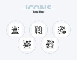 gereedschap lijn icoon pak 5 icoon ontwerp. veiligheid. hekken. niveau. hulpmiddelen. bouw vector