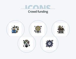 crowdfunding lijn gevulde icoon pak 5 icoon ontwerp. project. geld. inkomen. econoom. bankier vector