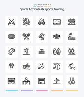 creatief sport- attributen en sport- opleiding 25 schets icoon pak zo net zo gymnastiek. zak. halter. spel. biljart vector