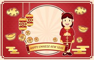cartoon chinees nieuwjaar achtergrond vector