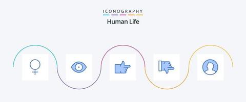 menselijk blauw 5 icoon pak inclusief . ronde. duimen omhoog. Mens. stemmen vector