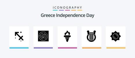 Griekenland onafhankelijkheid dag glyph 5 icoon pak inclusief natie. harp. vlam. Griekenland. Olympisch. creatief pictogrammen ontwerp vector