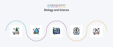 biologie lijn gevulde vlak 5 icoon pak inclusief beschermen. testen. boek. wetenschap. kennis vector