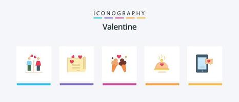 Valentijn vlak 5 icoon pak inclusief ijs room. dag. liefde. valentijnskaarten. liefde. creatief pictogrammen ontwerp vector
