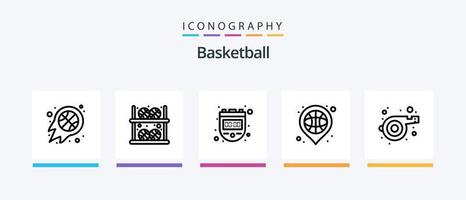 basketbal lijn 5 icoon pak inclusief sport. plaats. positie. plaats. mand. creatief pictogrammen ontwerp vector