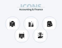 accounting en financiën glyph icoon pak 5 icoon ontwerp. munteenheid. munten. groei. contant geld. taart vector