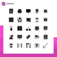 modern reeks van 25 solide glyphs pictogram van heet lucht ballon Pasen lucht imac bewerkbare vector ontwerp elementen