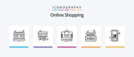 online boodschappen doen lijn 5 icoon pak inclusief houden. contant geld. bank. uitverkoop. plaats. creatief pictogrammen ontwerp vector