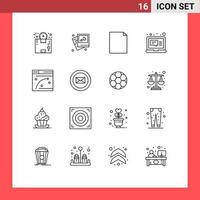 16 gebruiker koppel schets pak van modern tekens en symbolen van web bladzijde bericht bruiloft laptop e-mail bewerkbare vector ontwerp elementen