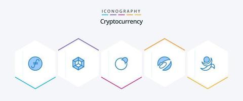 cryptogeld 25 blauw icoon pak inclusief munt. crypto munteenheid. rood munt. cryptovaluta. nexus vector