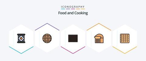 voedsel 25 gevulde lijn icoon pak inclusief . . voedsel. wafel. koekje vector