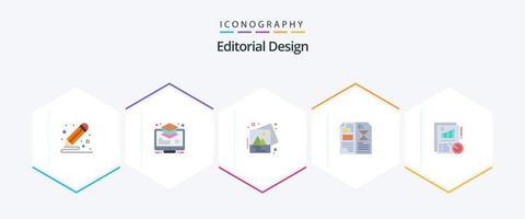 redactioneel ontwerp 25 vlak icoon pak inclusief indeling. ontwerp. buffer. boek. afbeelding vector